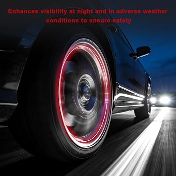 8 PCS LED Tire Valve Lights, Waterproof Car Neon Spoke Light Tire Valve Flash Lamp with Motion Sensor, Universal LED Wheel Stem Flashing Lamps for Cars Trucks Motorcycles (Red)