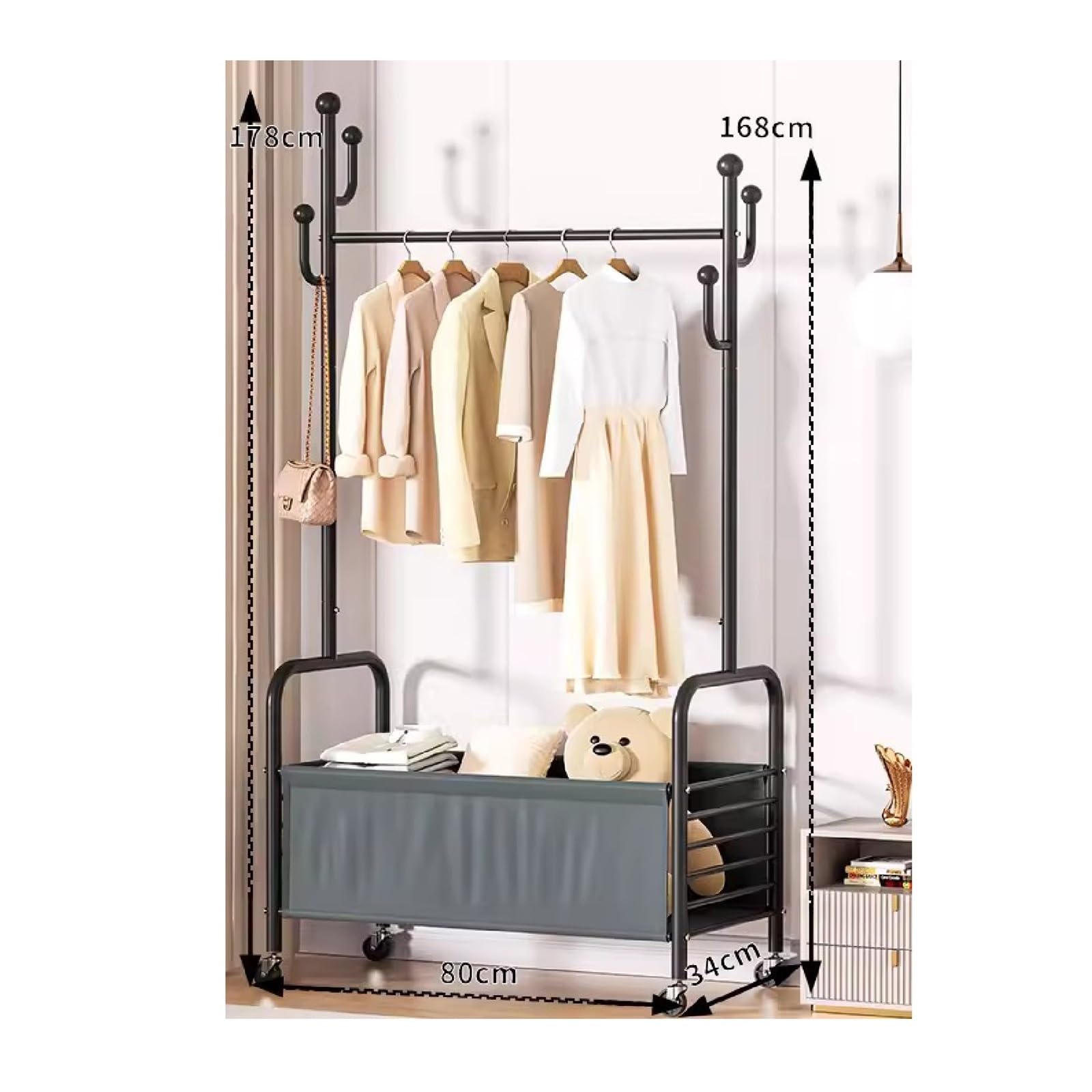 Porte-vêtements roulant penderie stable pour vêtements froissés
