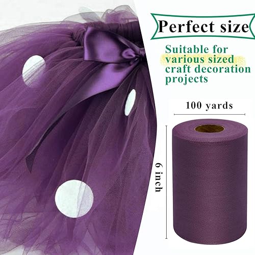 Miniatura 96 de Rollos de tela de tul rojo de 6 pulgadas por 100 yardas (300 pies), carrete de tela, cinta de tul para envoltura de regalos de Navidad, lazo de tutú