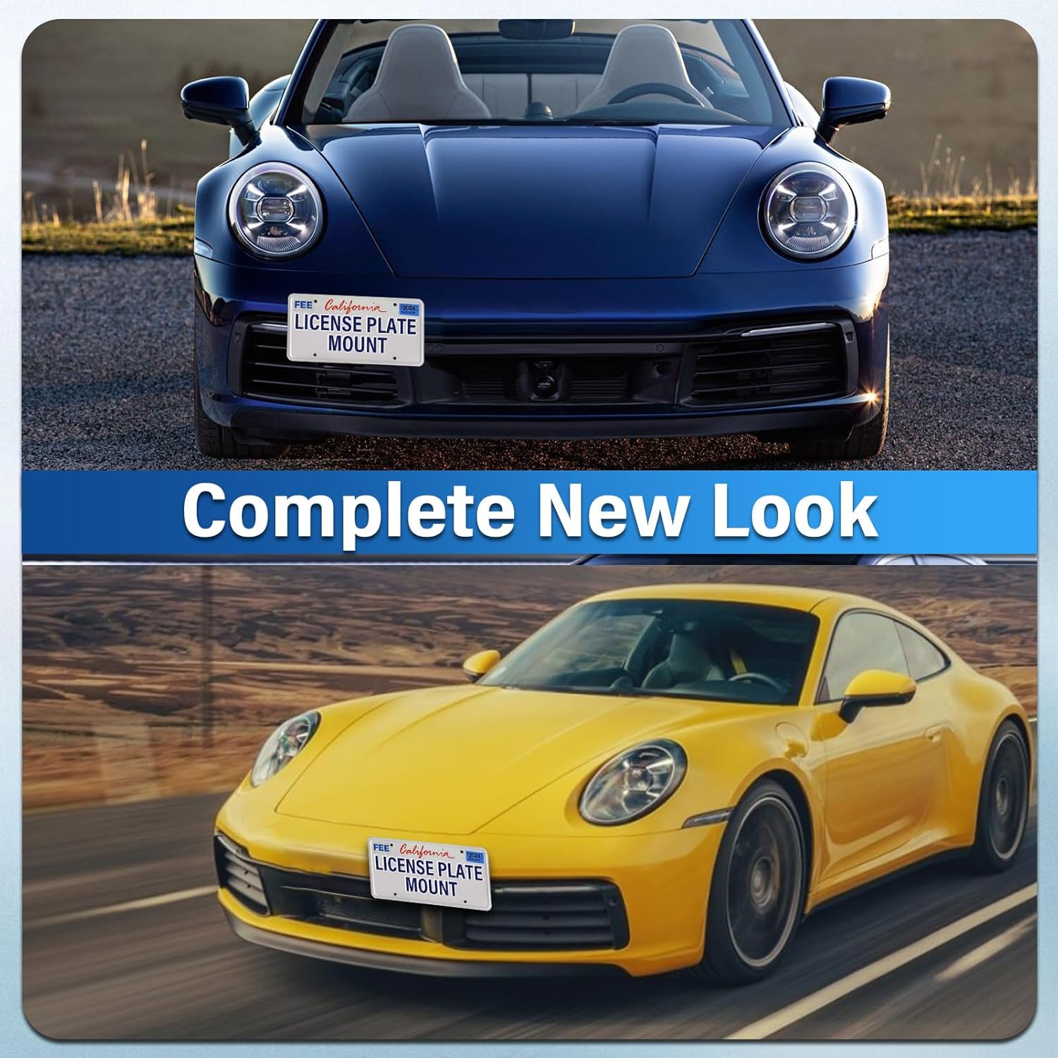 Heavy Duty Front License Plate Frame Compatible with Porsche 911 (997) | 2005-2012, No Drill Tow Hook Mount, Anti-Theft Front License Plate Holder, Rust-Proof, Weather & Rattle Proof Car Accessories