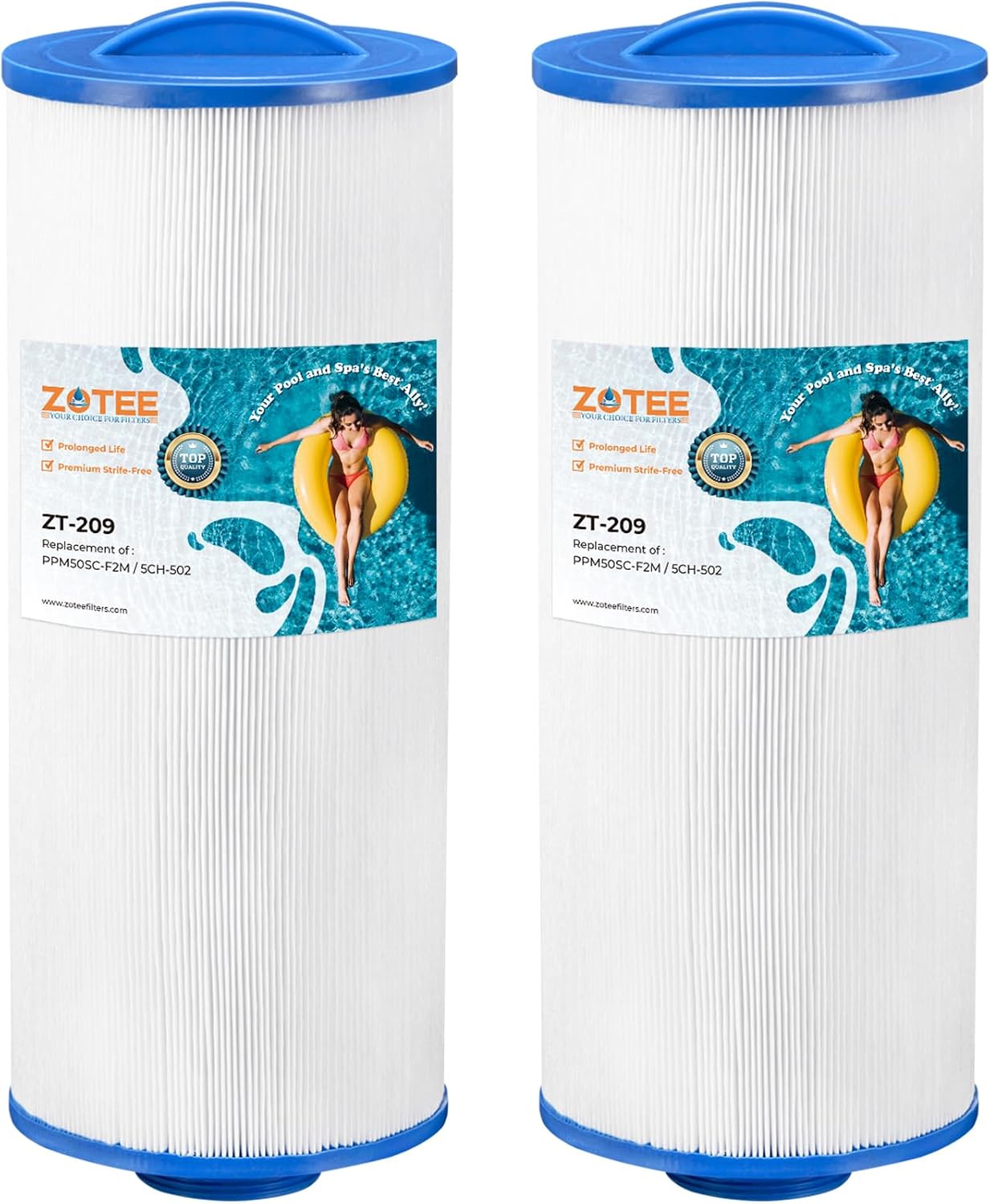 ZOTEE Spa & Pool Filter Cartridge Replacement for 5ch-502, PPM50SC-F2M, FC-0195, Marqui spa 20041, 20091, 370-0237, 2 Packs