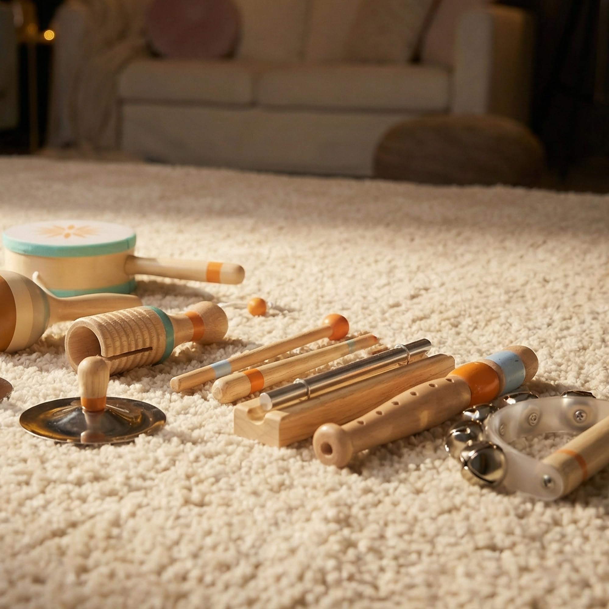 AIYAPLAY Instrumentos Musicales Infantiles 10 Piezas Madera Montessori | Set de Percusión con Pandereta y Maracas, Regalo para Niños y Niñas de+ 3 Años, para Cumpleaños