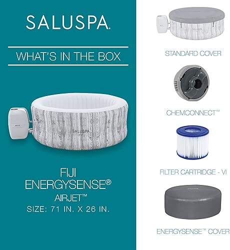 Miniatura 40 de Bestway SaluSpa Fiji Signature AirJet - Bañera de hidromasaje inflable para 2-4 personas, 71 x 26 pulgadas, spa portátil redondo con 120 chorros