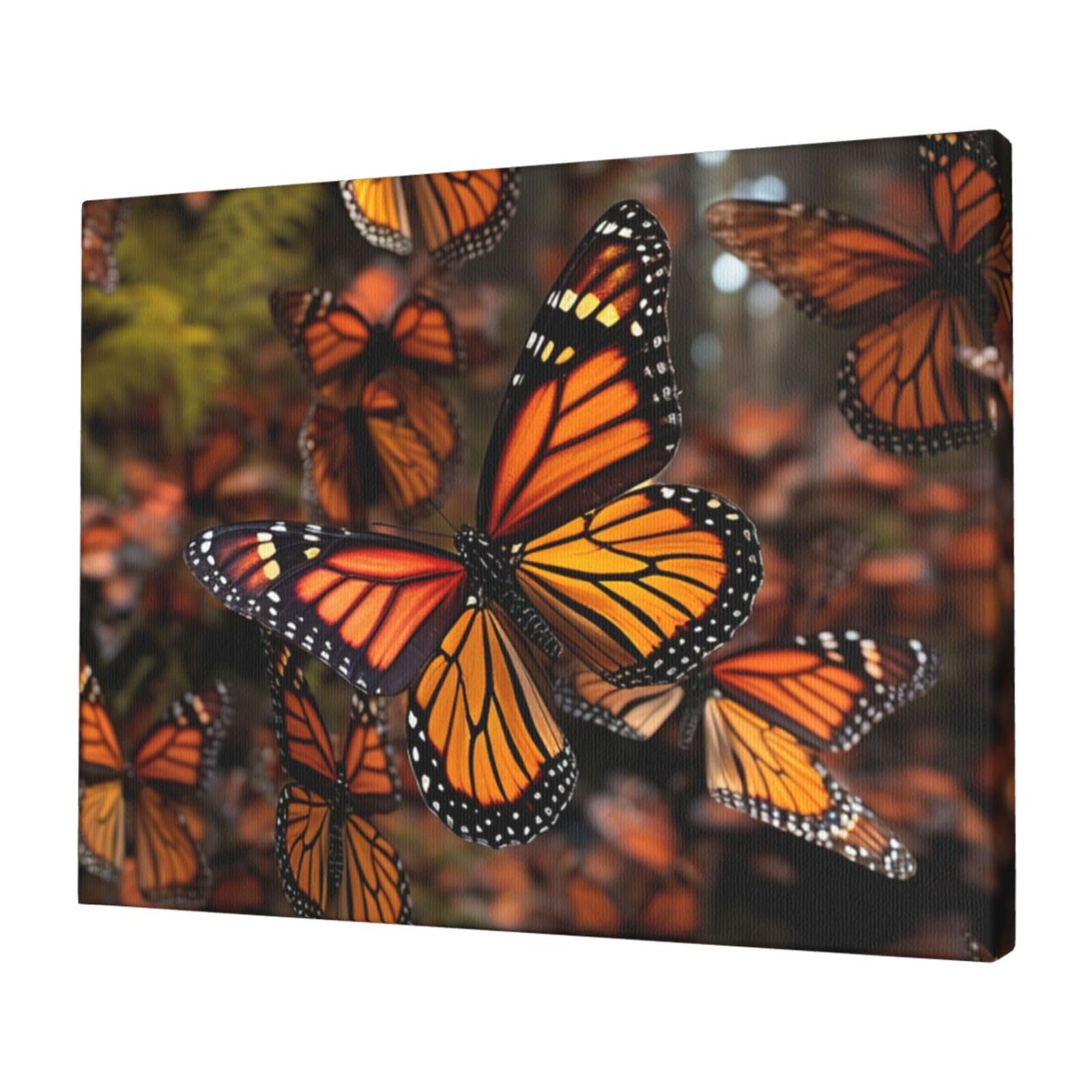 KLOPH Monarch butterflies Canvas Wall Art for Living Room 12"x16" Modern Artwork Painting for Bathroom Hanging Canvas Prints Aesthetic Wallart for Bedroom Kitchen Office Wall Decor