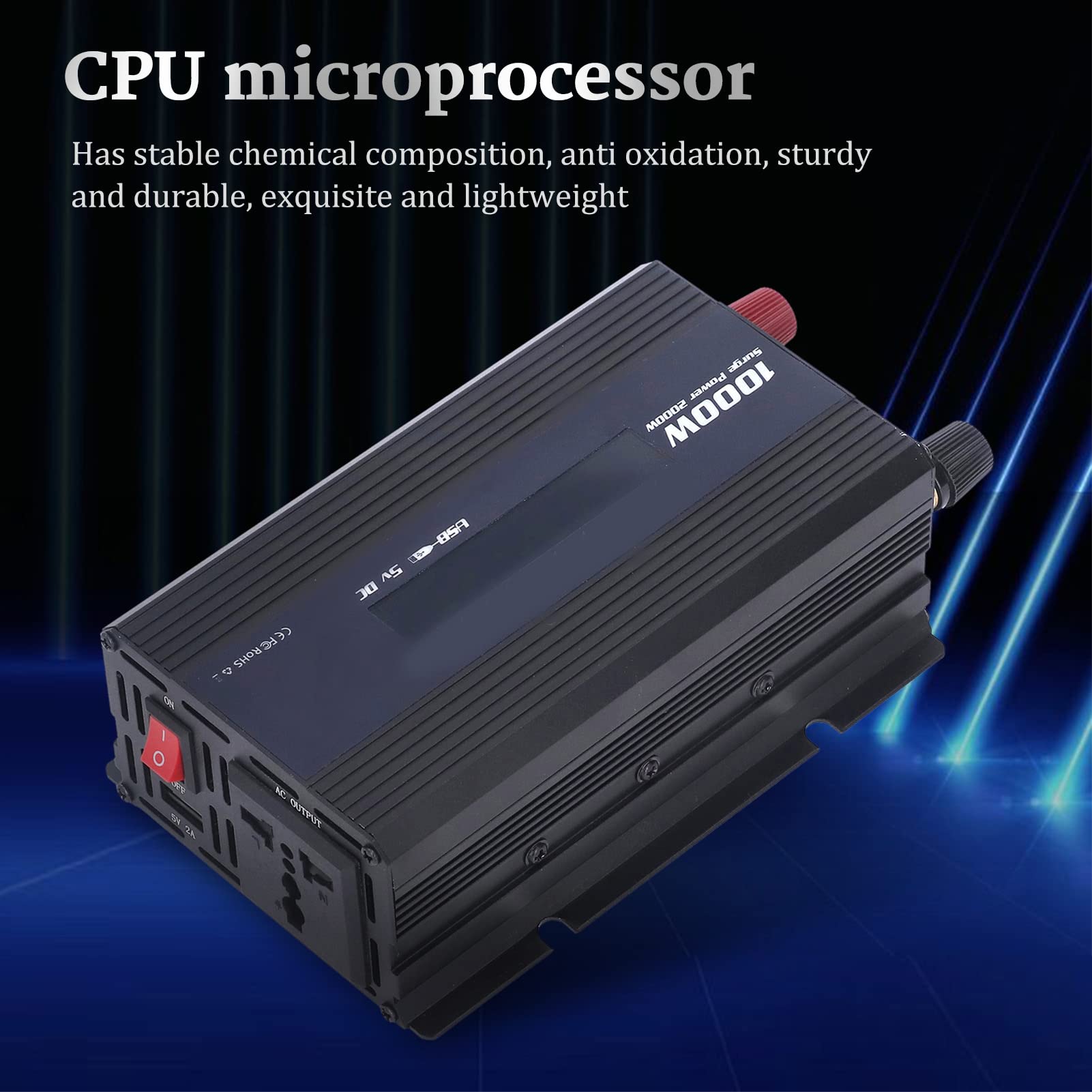 Convertitore di alimentazione CC-CA da 1000 W per inverter per auto, adattatore per auto con raffreddamento ad aria intelligente a protezione multipla