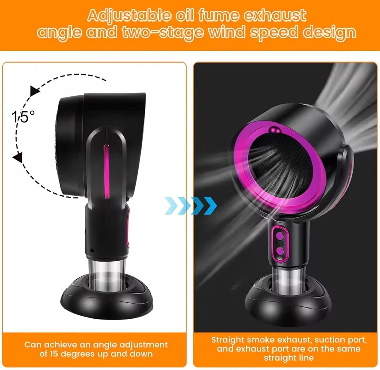 Portable Electric Smoke Away Fan, Rechargeable Air Purifier for Removes Smoke and Odors Smokes Purifier Filters, Smokeaway Fan for Cooking(Gold)