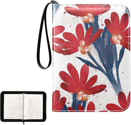 Miniatura 2 de Spring Floral Flower Trading Card Binder 4-Pocket Card Holder with 50 Removable Sleeves 3-Ring Card Albums Binder Holds Up to 400 Cards Card Book