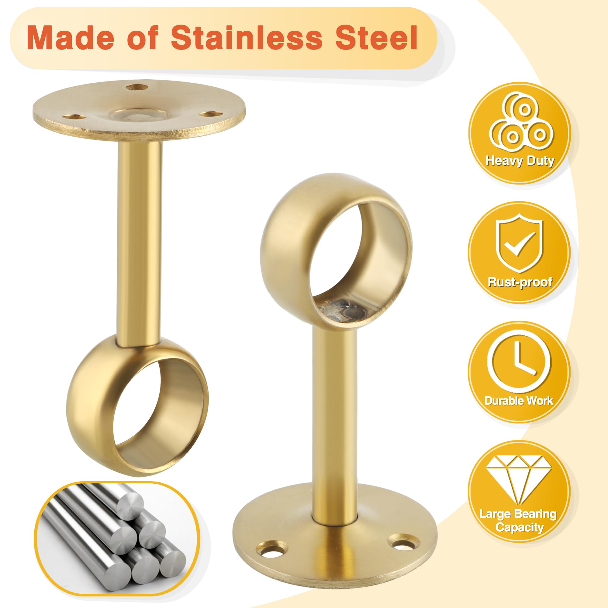 Curtain Rod Brackets - Wall & Ceiling Mount -4