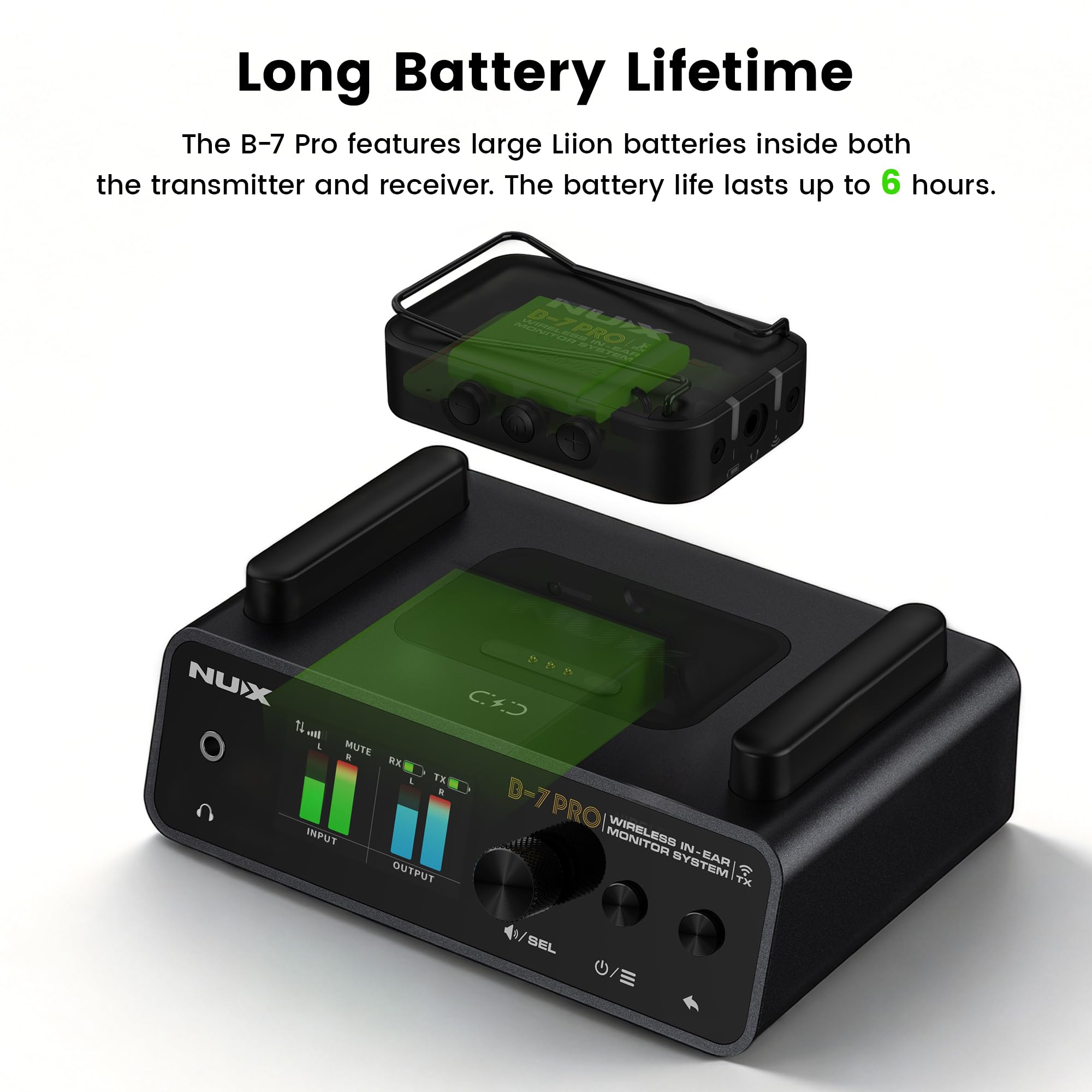 NUX B-7 Pro Stereo Wireless In-Ear Monitor System, 24-Bit 48kHz Stereo Audio, 2,4 GHz störungsfrei, automatische Einrichtung