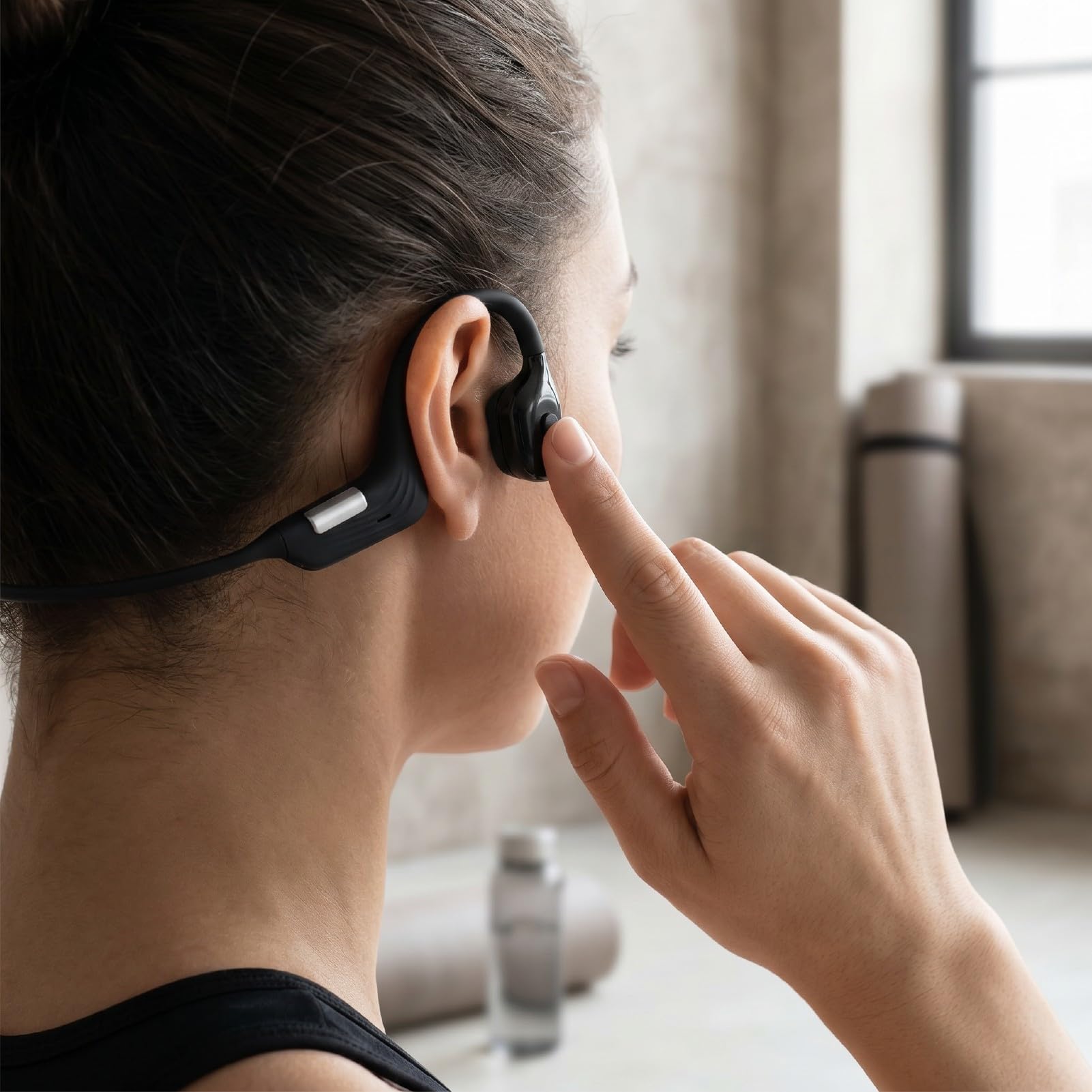 Cuffie a Conduzione Ossea Cuffie Sportive Wireless Leggere per Passeggiate, Allenamento, attività All'aperto, Materiale Siliconico