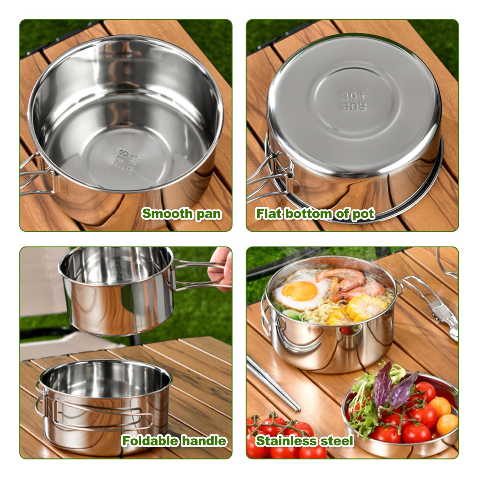 Set Di Pentole Da Campeggio, Set Da Cucina Per Escursionismo, Pentole E Padelle In Acciaio Inox