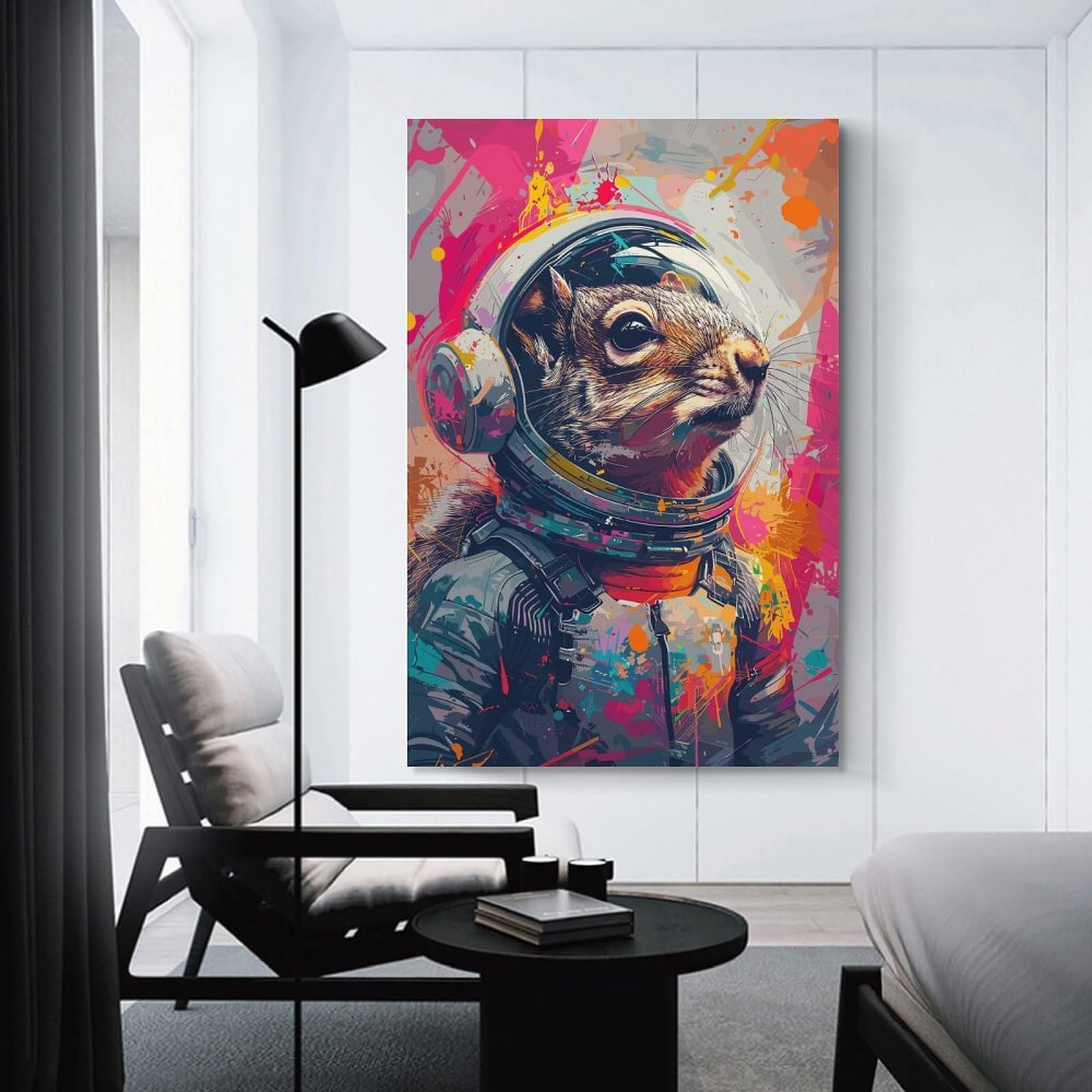 Junmoney Astronaut Space Squirrel Decorative Canvas Print 24x36inch(60x90cm), for Gallery Wall Layouts in Home Or Office, Home Wall Art for Statement Displays