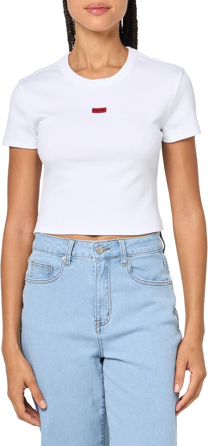 Hugo Women's Small Logo Fitted Crop Tshirt