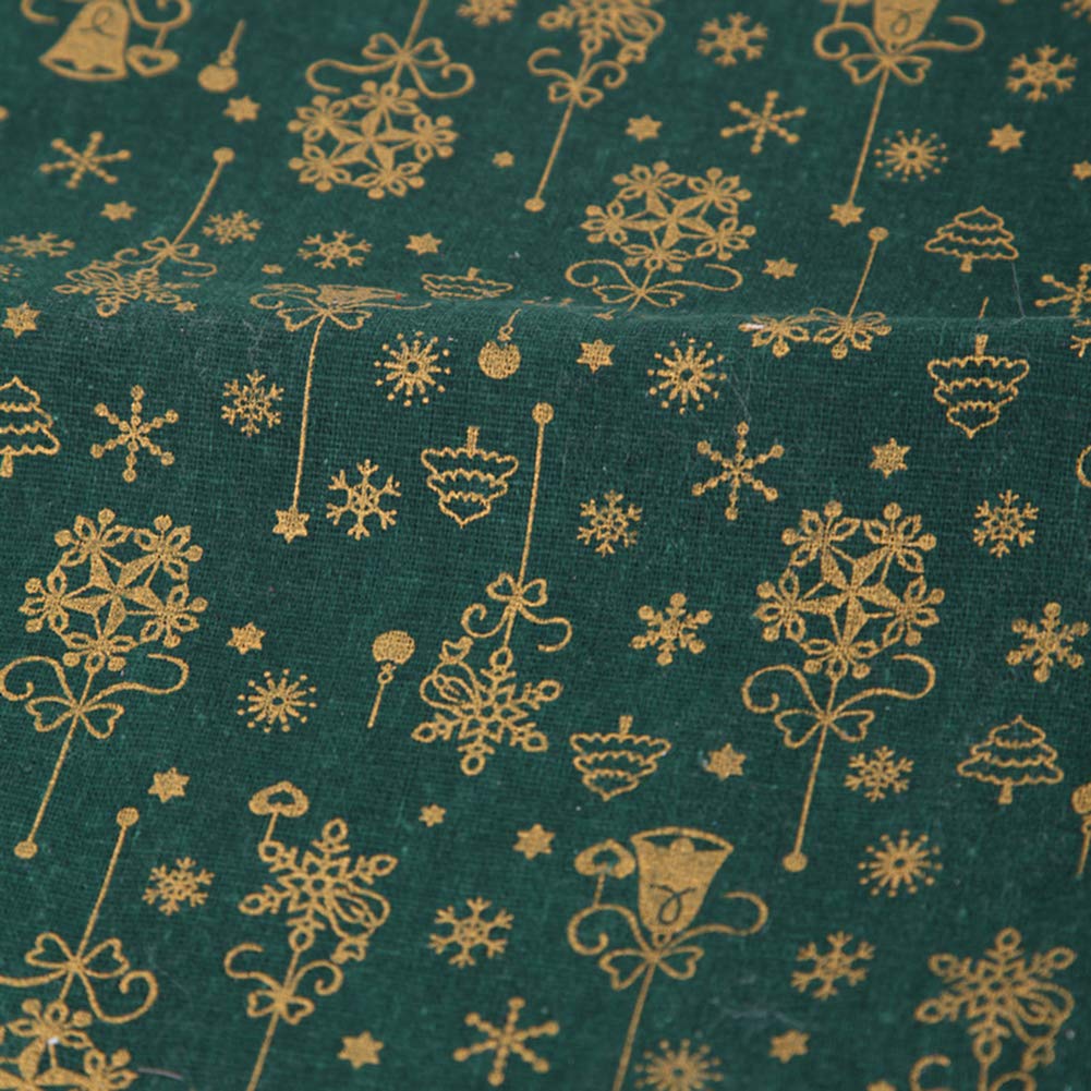 LICHENGTAI Christmas Theme Fabric, Red & Metallic Gold Wreath Star Bauble Print Christmas Patchwork Cotton Fabric Squares for DIY Decorations, Christmas Series Supplies, Patchwork, 1M