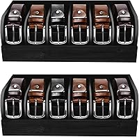 Vista 1 de GTI Organizador de cinturón, 2 unidades, 6 compartimentos, organizador de cinturón para armario y cajón, vitrina de bambú para corbata y cinturón