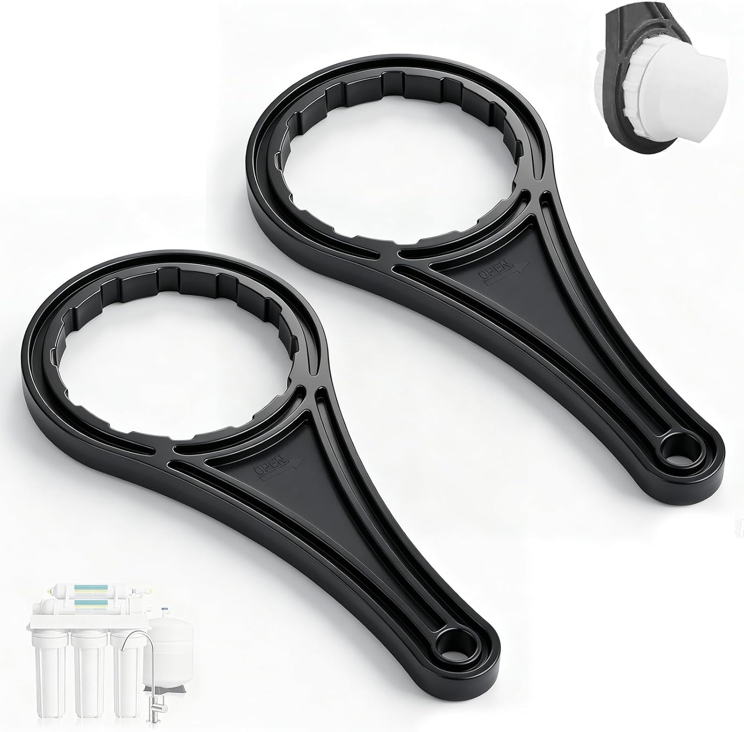 Water Filter Housing Wrench for APEC RO Membrane Housing, 2 Pack, Black