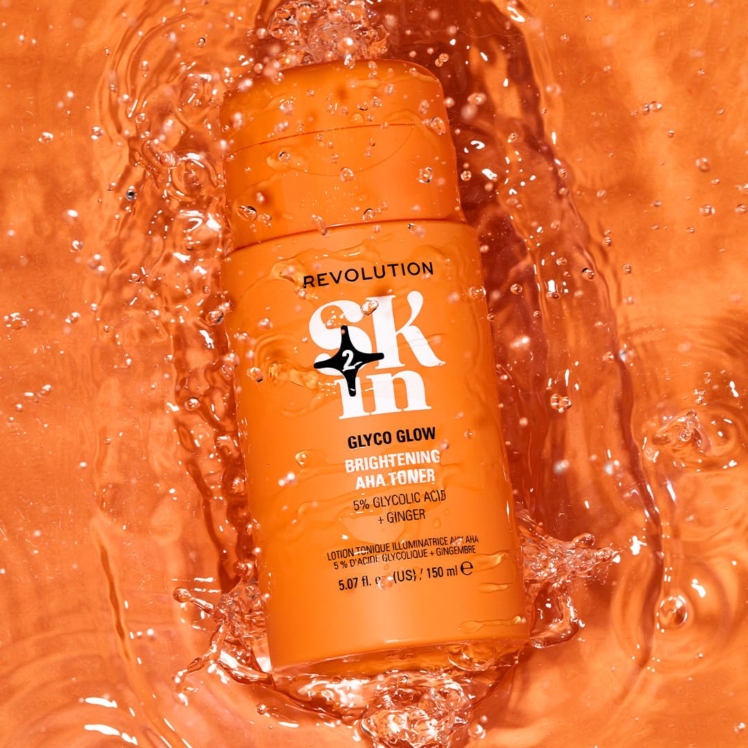 Revolution SKin Glyco Glow rozjaśniający tonik do twarzy, rozświetlający skórę, dla wegan i zwierząt, 150 ml