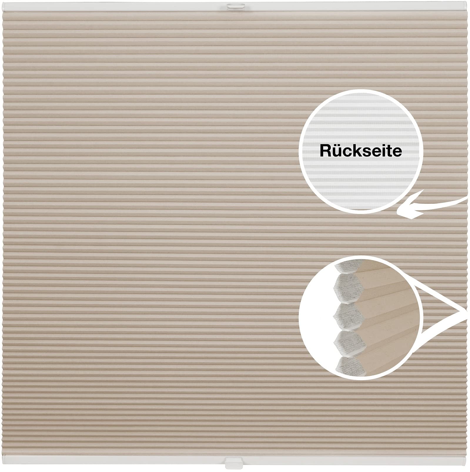 Wabenplissee nach Maß zum Festschrauben in der Fensterfalz Sichtschutz Blickdicht für Fenster und Tür Beige B: 141-150 cm, H: 201-250 cm