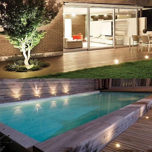 Miniatura 8 de Luces de pozo de iluminación de paisaje, bajo voltaje al aire libre en tierra, 5 W 12 V-24 V, impermeable, luz blanca cálida de 3000 K para jardín,