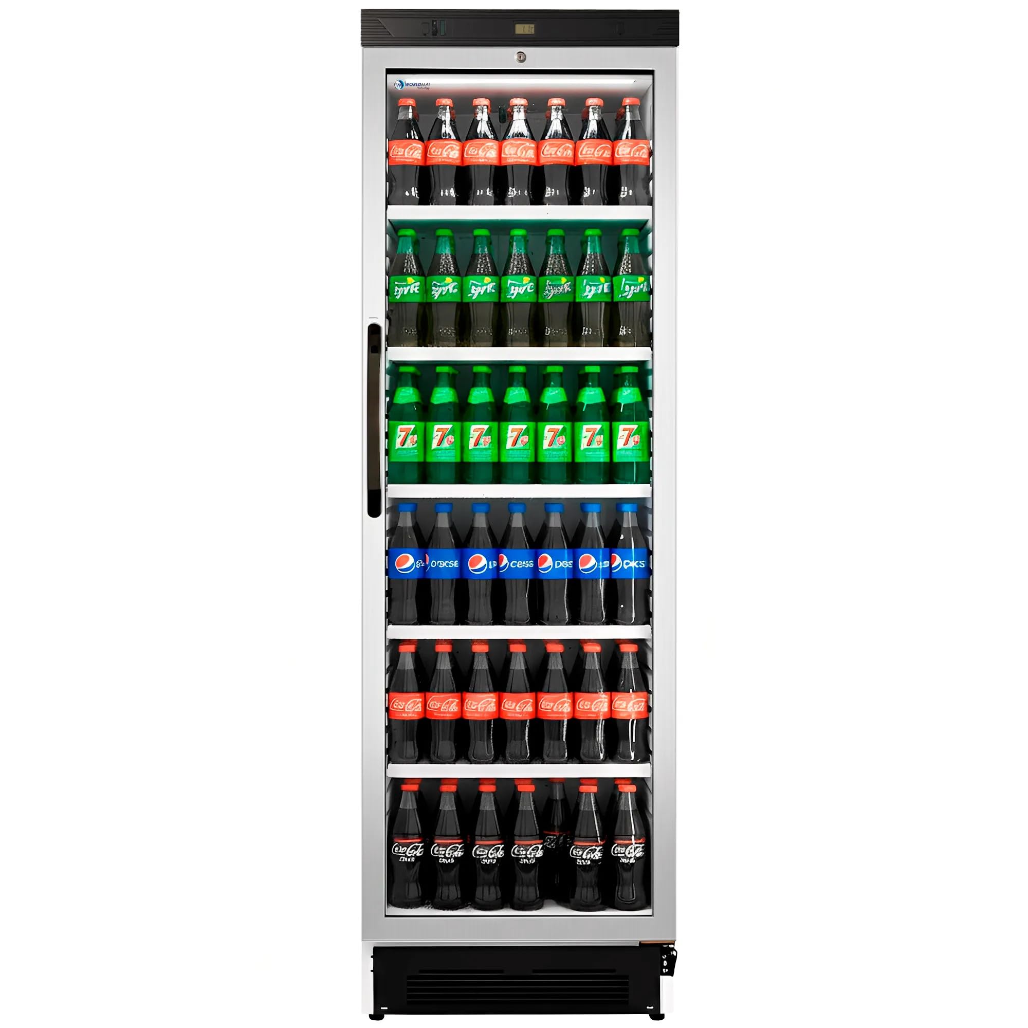 MBH - Nevera expositora vertical profesional blanca con puerta de cristal para hostelería. Frigorífico expositor botellero industrial para bebidas.