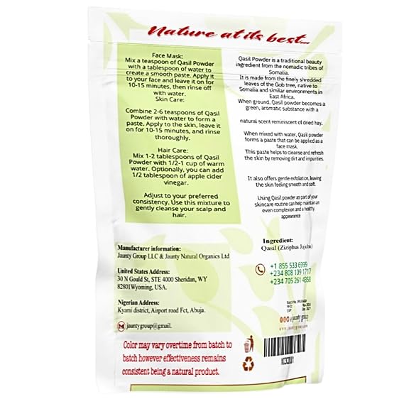 Jaunty Qasil Powder 50 grams - Authentic African | Plant Based Mask | Deep Cleansing | Beauty Secret | Ethically Sourced from Somalia All Skin Types