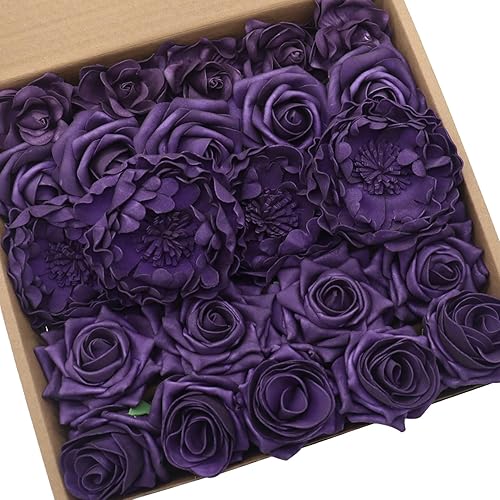 Miniatura 2 de Combo de flores artificiales, rosas polvorientas mezcladas con tallo para ramos de boda, centros de mesa, baby shower, fiesta, decoración del hogar