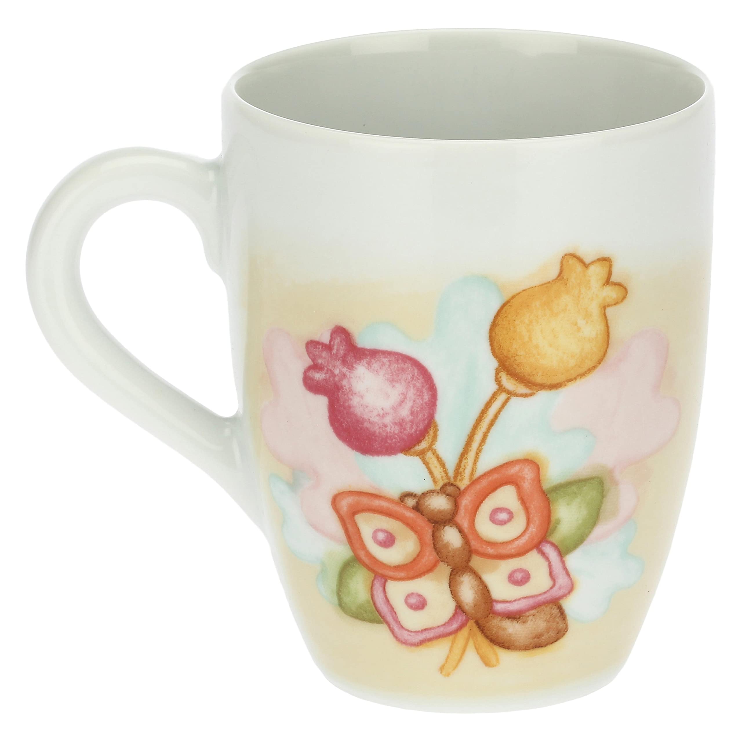 THUN - Mug con Farfalla - Linea Grace, Home Is Where Your Family Is - Cucina, caffè al Volo - Porcellana - 300 ml; Box: 19,5x12,5x11; Mug: Ø 8,5