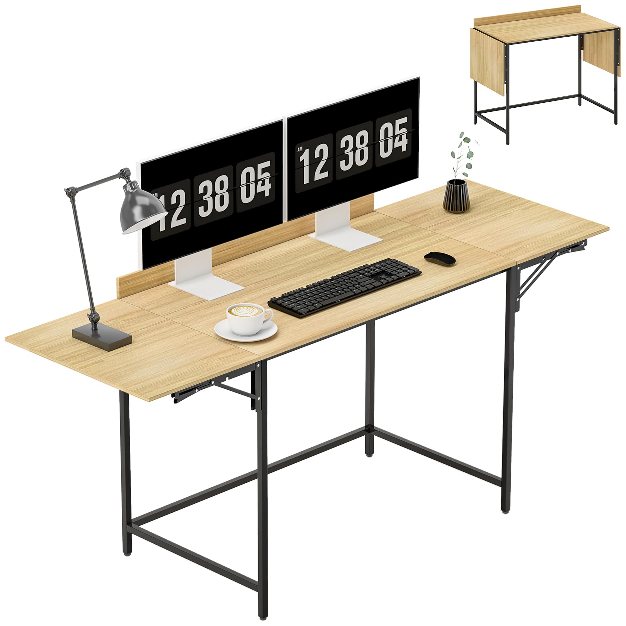 HOMCOM Schreibtisch Klappbar Modern-Design 100/135/170 x 58 x 78 cm Eiche