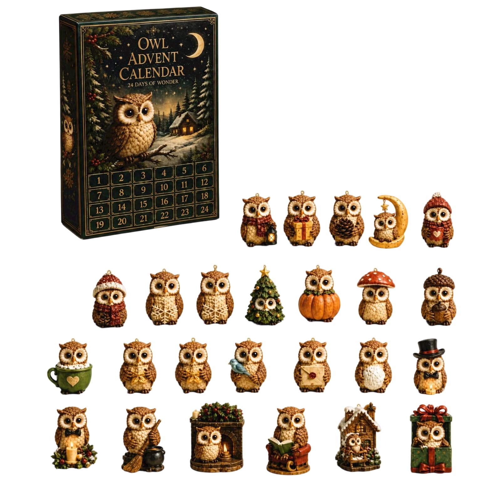 Owl Magic Advent Calendar 2026,2D Acrylic Figurines Gift 24ps