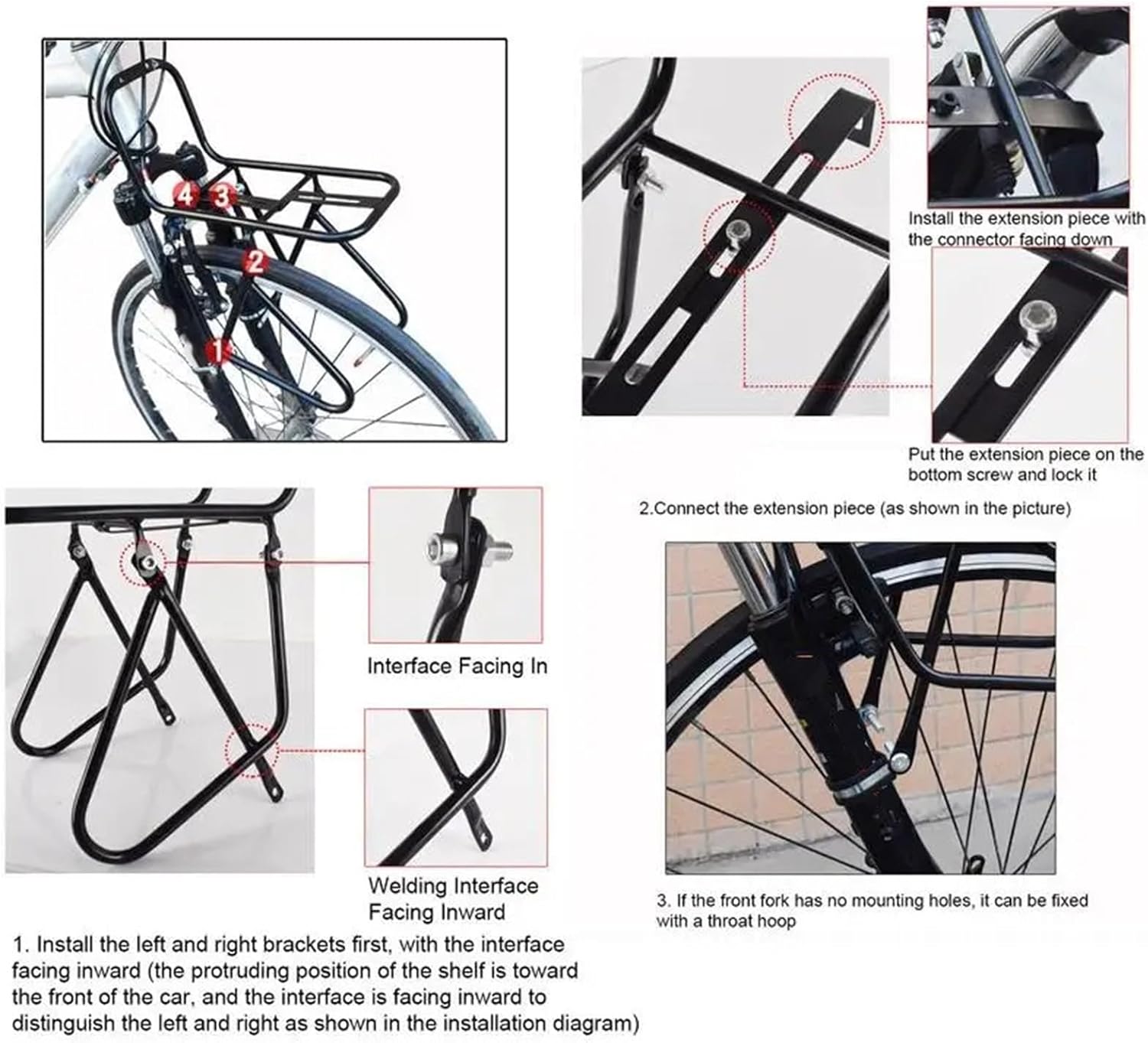 Compatible for Removable Bike Front & Rear Cargo Rack - Luggage Stand for MTB Cycling