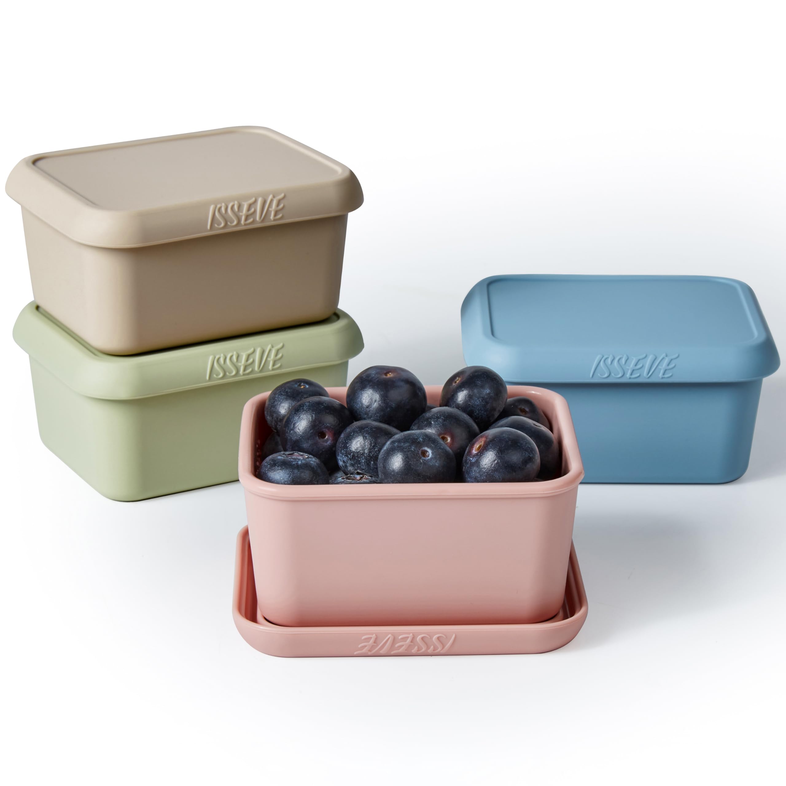ISSEVE 8oz Silicone Snack Containers for Kids, 1 Cup Reusable Small Containers with Lids, Leak Proof Silicone Food Storage Containers, Kids Lunch Box for Daycare, School, Travel (4)