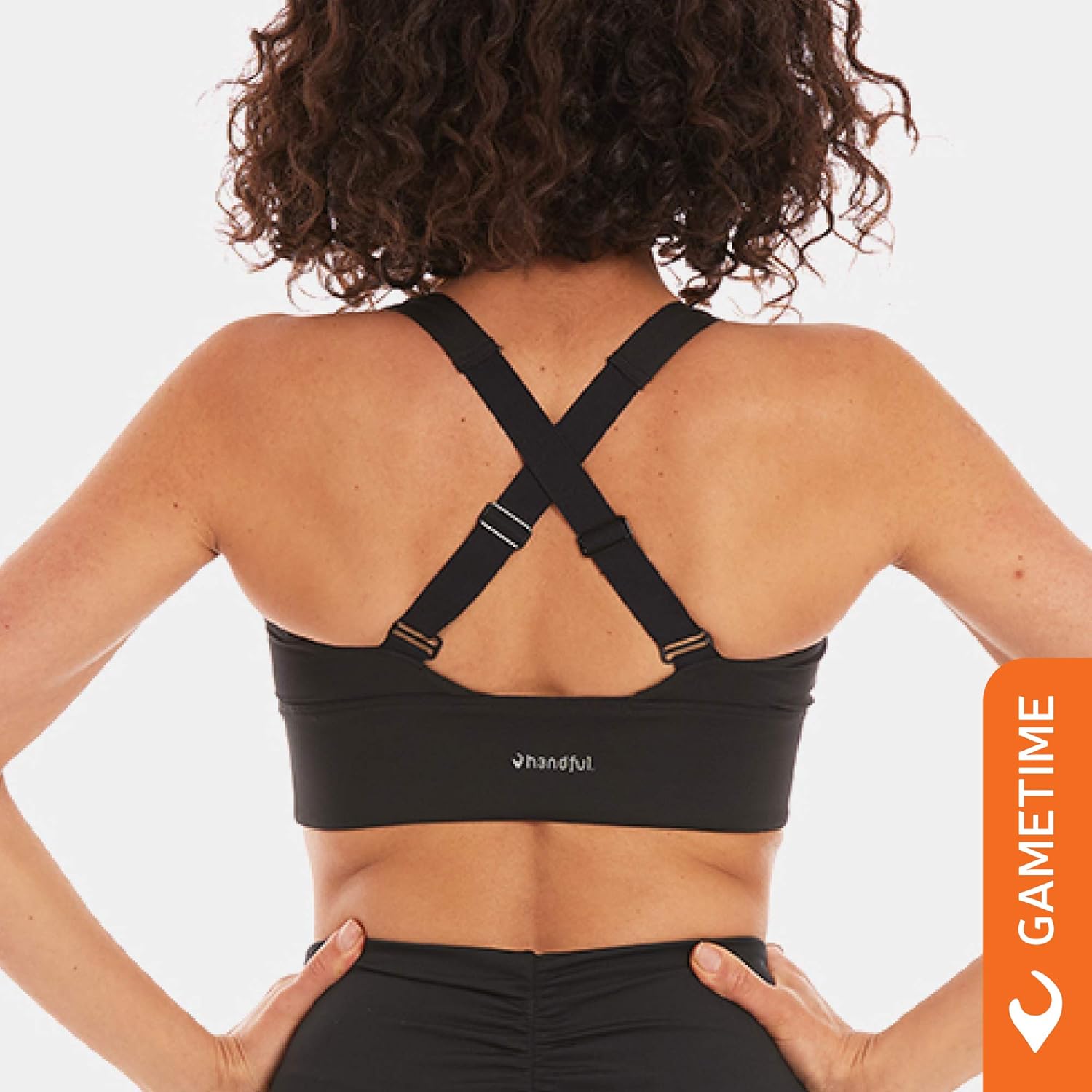 Handful Gametime Women's High Impact Sports Bra, Removable Pad Inserts, Wire Free, Cross Back, Adjustable Running Bra