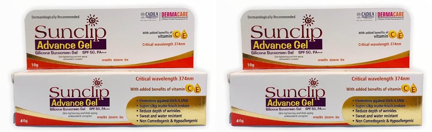 Sunclip Advance Gel Silicone Sunscreen Gel SPF 50 - (60gm)-Pack of 2