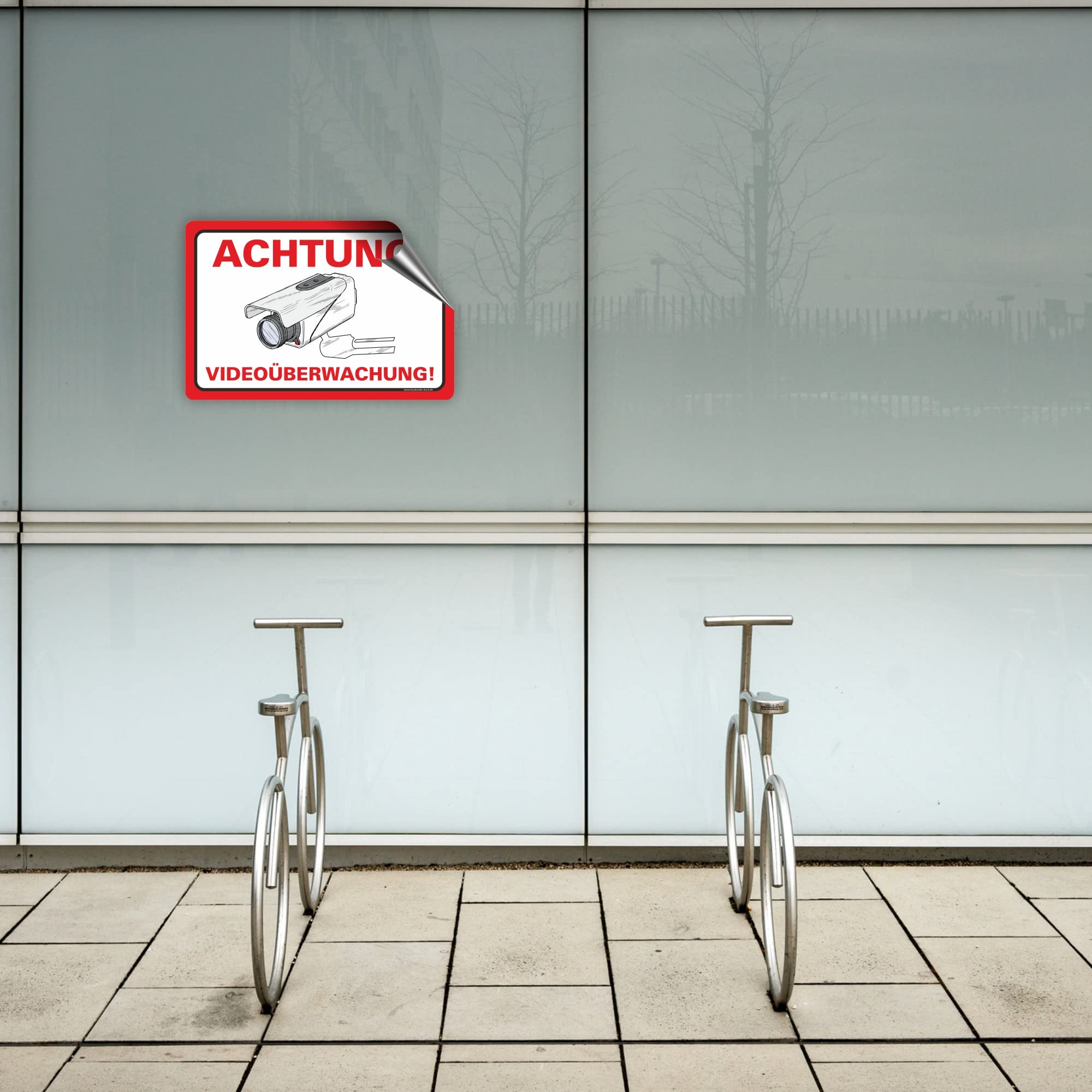 ACHTUNG VIDEOÜBERWACHUNG Schild zum Markieren eines videoüberwachten Bereiches - Aluverbundplatte für ein Videoüberwachungsschild - (90x60cm AUFKL.)