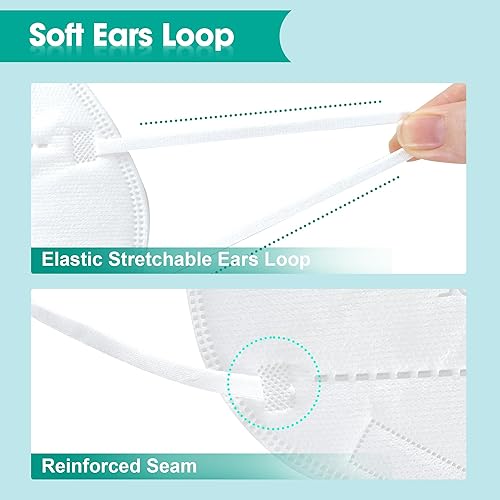 Miniatura 12 de KN95 Máscaras faciales, Negro, máscaras de seguridad con 5 capas para polvo con filtro de eficiencia ≥95% transpirable, bucles elásticos