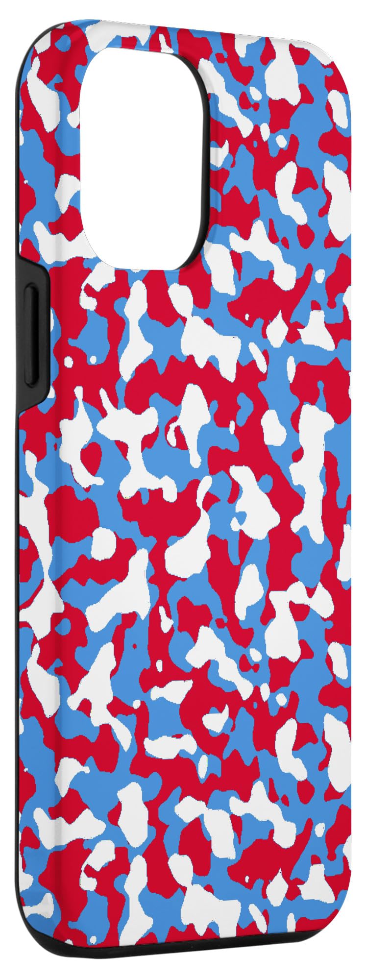 iPhone 15 Plus Throwback Light Blue, Red and White Camouflage Case - Image 3