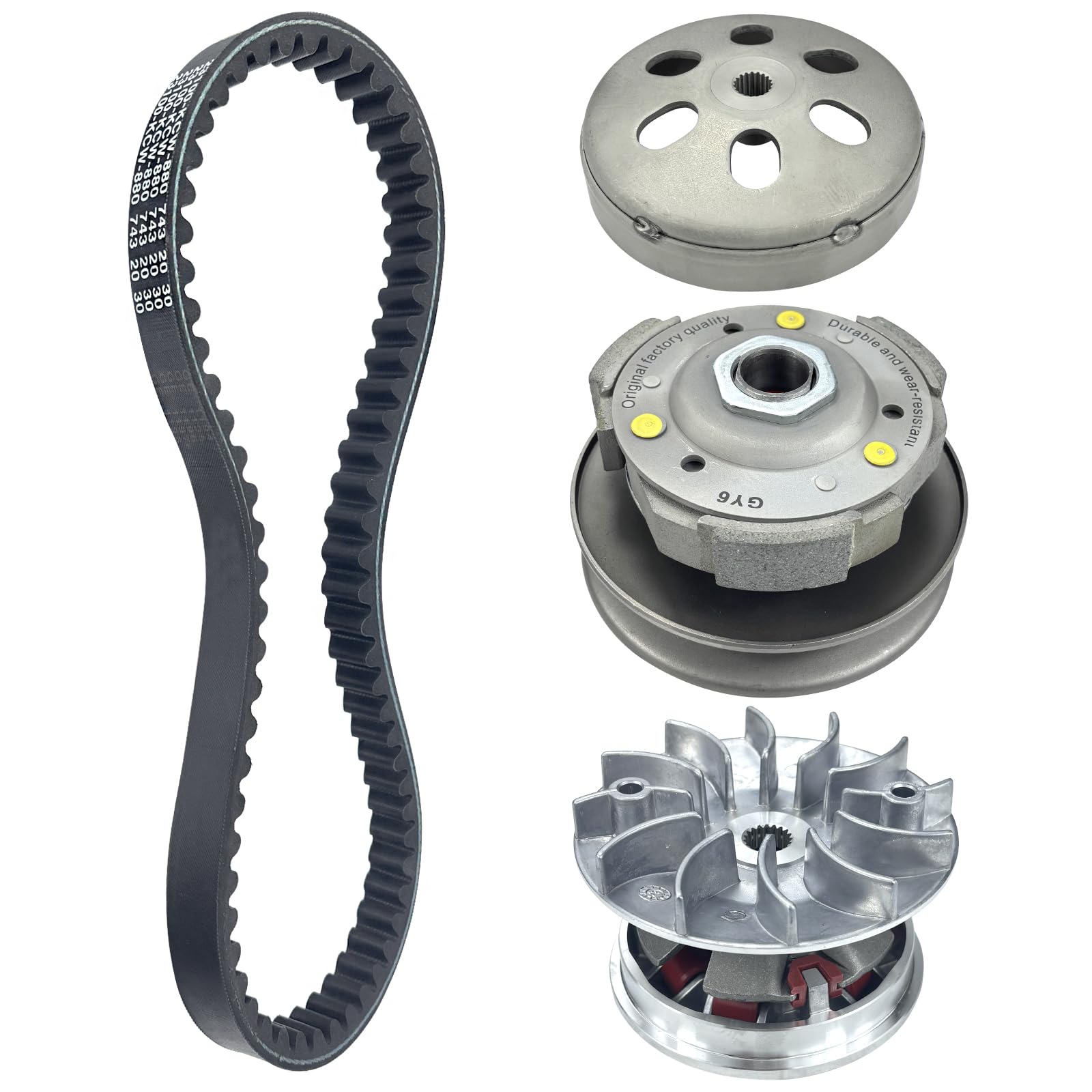 Clutch Assembly and Variator Assembly with 743 Belt for GY6 125cc 150cc 4-Stroke Engine Scooter Motorcycle Moped Taotao Roketa Sunl ATV Go kart