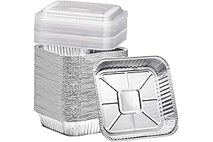 Square Aluminum Pans with Clear Plastic Lids - 35-Pack (8x8”)