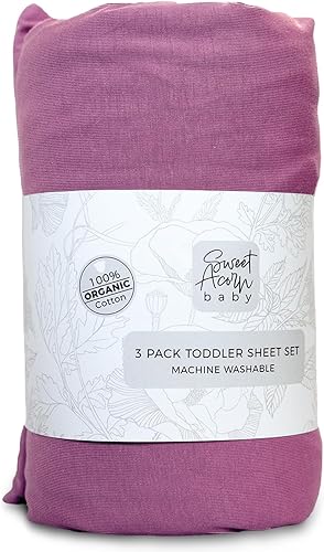 Miniatura 8 de Sweet Acorn Juego de ropa de cama de 3 piezas para niños pequeños, tejido de punto de algodón orgánico, se adapta a cunas y colchones convertibles,