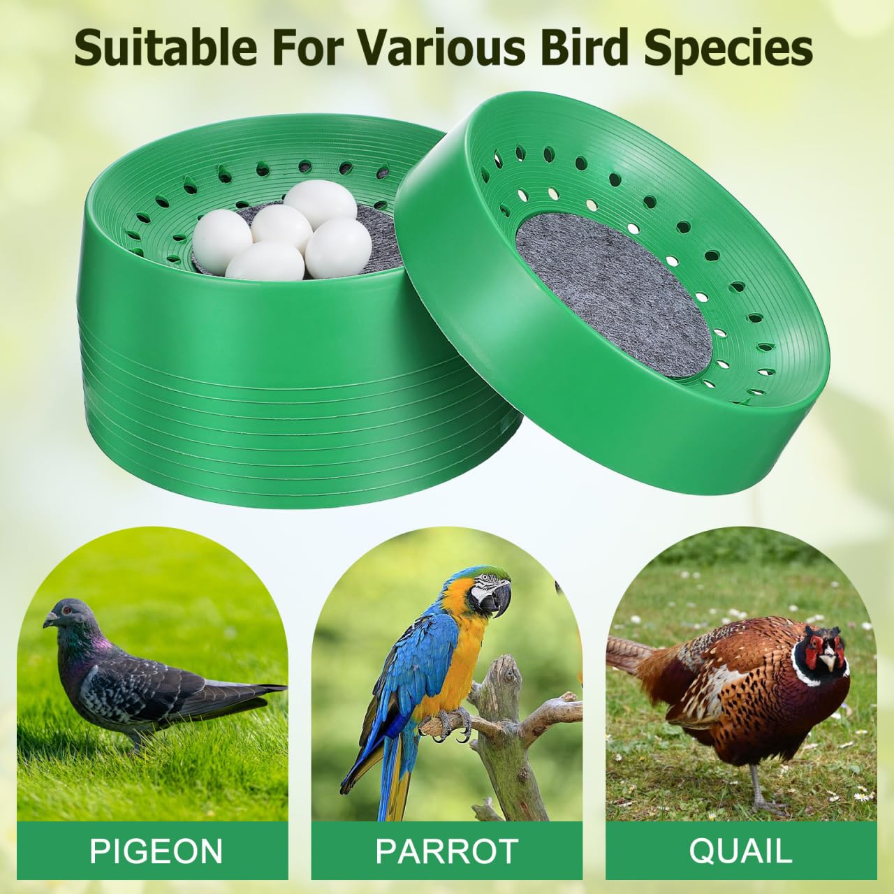 balacoo Juego de 10 cuencos de plástico para anidar palomas para pájaros y palomas
