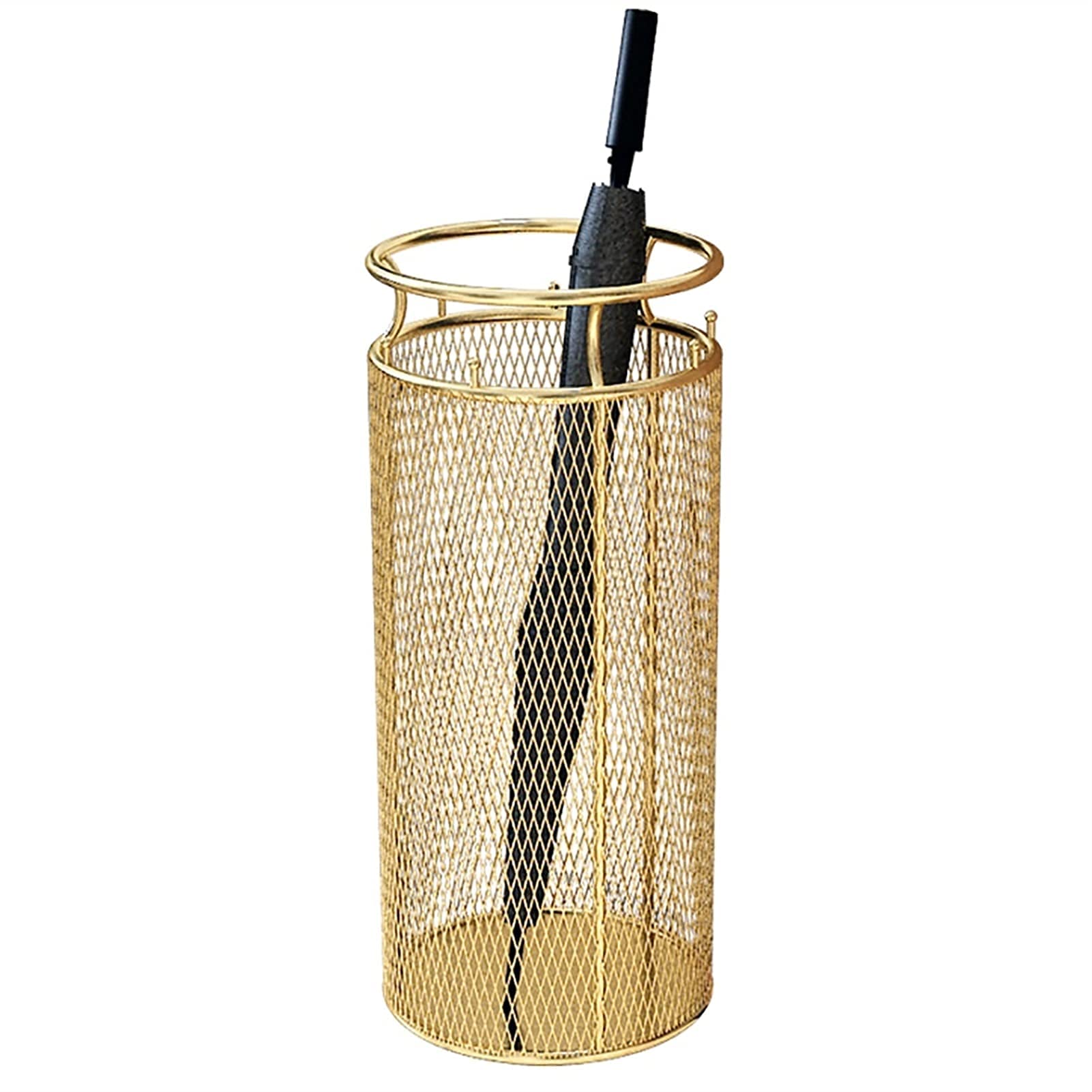 Support parapluie métal rond doré rangement épées et raquettes