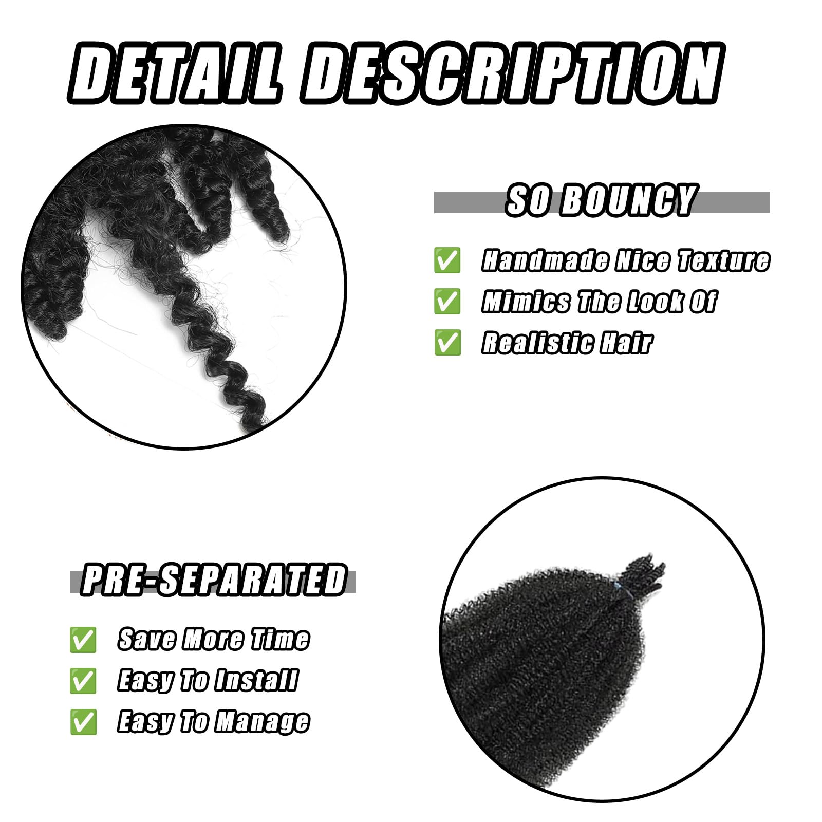 4PCS 12 Inch Pre-Separated Kinky-Curly Hair Extensions for Braids Spring Twist Hairs for Braiding Crochet Hair Extension - Image 3