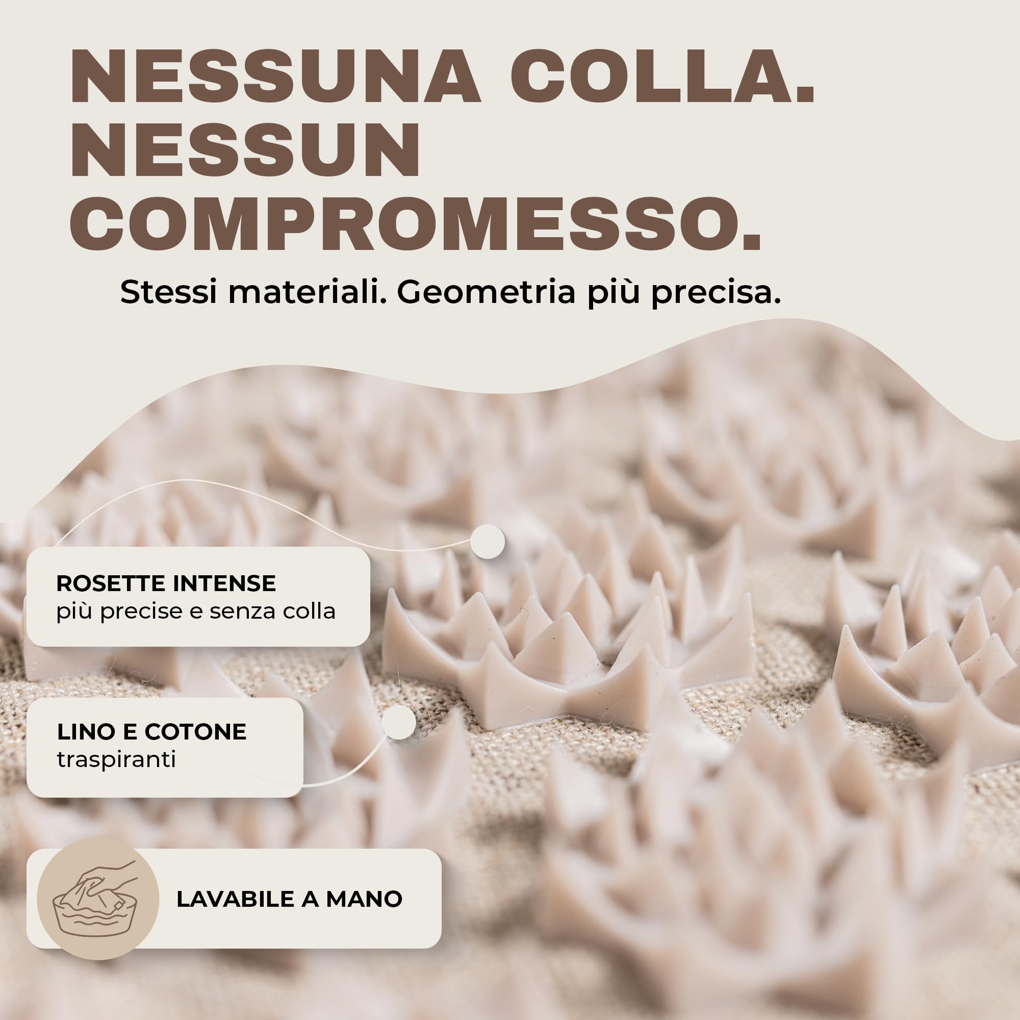 Glanzstück Berlin® Health Collection: Set di tappetini per agopressione XL TO GO Intense in lino, aiuto in caso di tensioni, mal di schiena, tappetino massaggiante con custodia, sostenibile