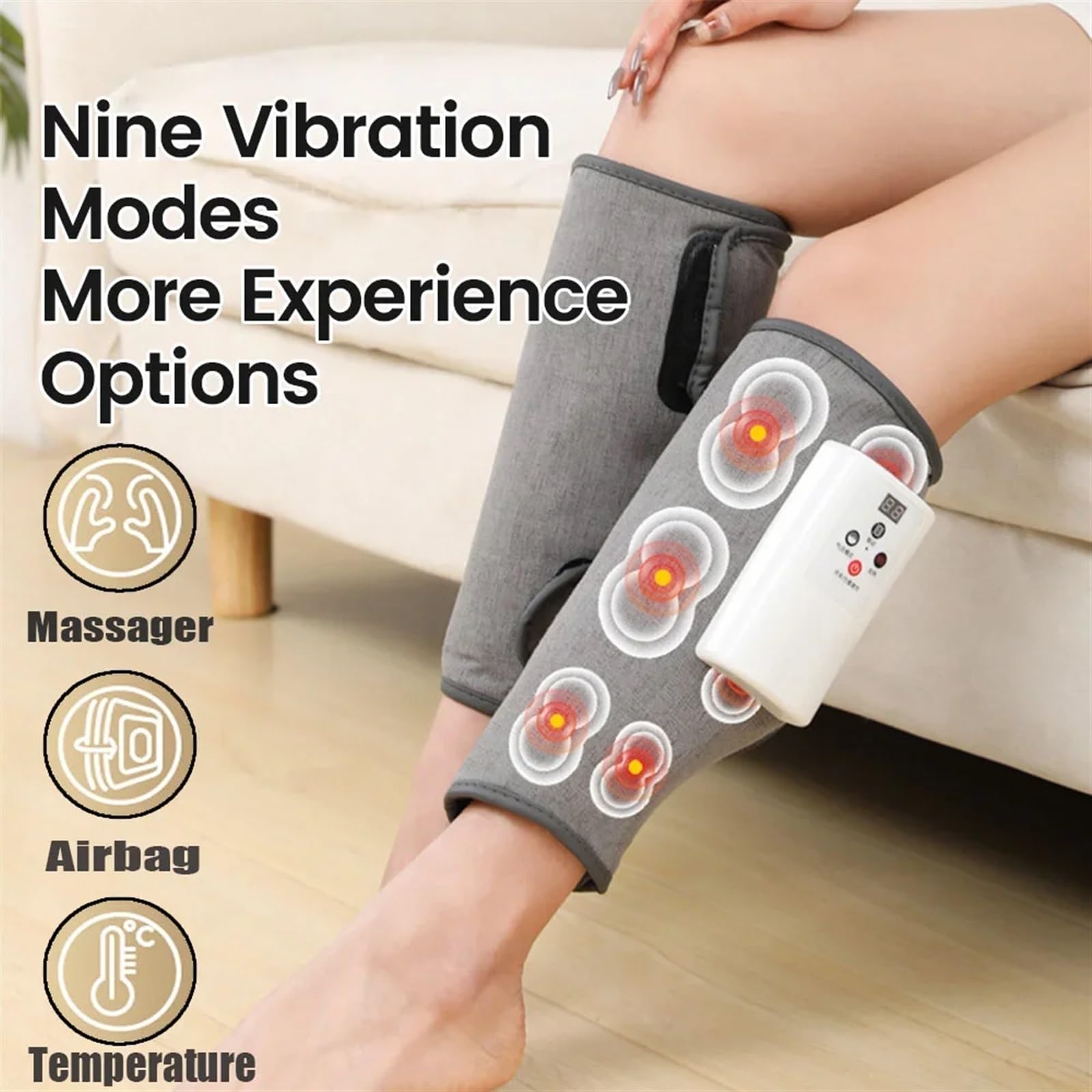 Masajeador eléctrico vibratorio for piernas, terapia de presión profesional con compresa caliente, masaje pies, aire que comprime los músculos for aliviar el dolor Seguro de usar(Single)