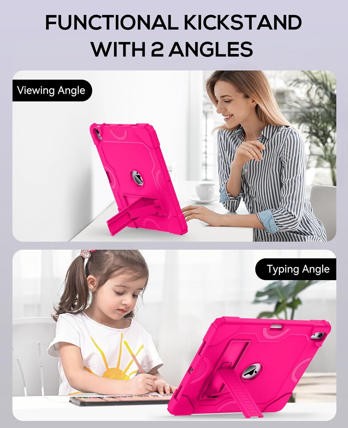 Cantis Case for iPad Air 13 Inch (M4) 2026/ (M3) 2025/ (M2) 2024 with Pencil Holder, Heavy Duty Shockproof Case for i Pad Air 13" Supports Pencil Pro and Pencil (USB-C), Hot Pink