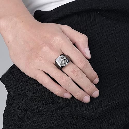 Miniatura 4 de Anillo de cábala de Salomón de acero inoxidable con diseño de estrella de David para hombre, diseño de triángulo con forma de estrella de David,