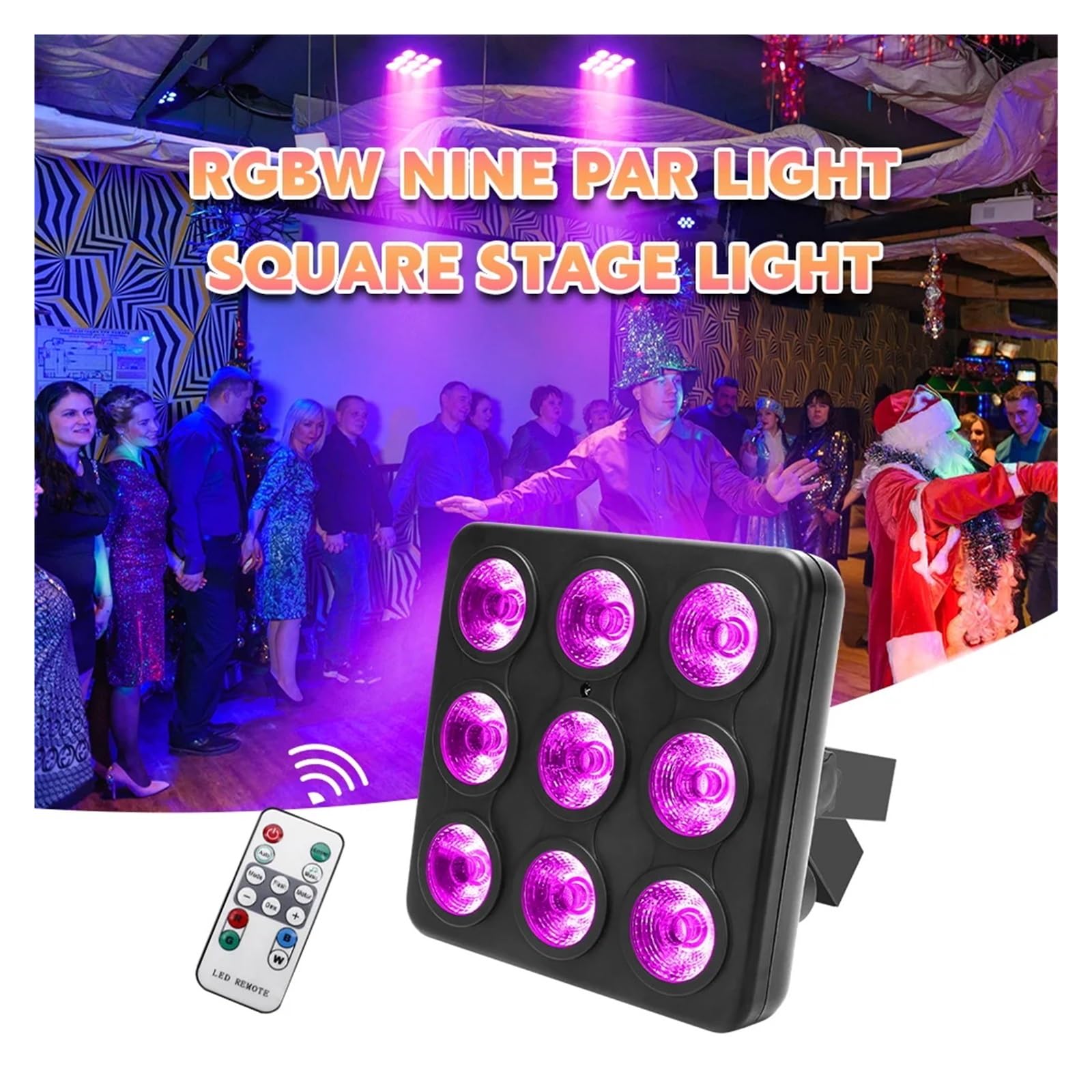 Oświetlenie Dyskotekowe 4szt. 9x10W LED Square Par Light, 8CH DMX512 Dźwięk Aktywowany Efekt sceniczny Oświetlenie dla DJ Disco Bar Party