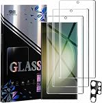 For Samsung Galaxy S23 Ultra Privacy Screen Protector, Tempered Glass Camera Lens Protectors [2+2Pack] [3D Glass] [Case Friendly] [9H Scratch] [HD Clear] Support Ultrasonic Fingerprint Unlock, Easy Install for Galaxy S23 Ultra