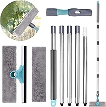 2-in-1 Professional Window Cleaner with Telescopic Handle 200 cm Removable Window Washer Kit for High Windows Indoor and Outdoor