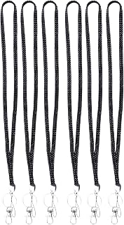 Fashion 32" Crystal Rhinestone Lanyard, Bling Sparkly Neck Strap with Swivel Clip and Key Ring, Black, 6 Pack